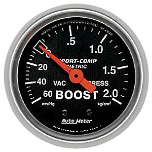 Autometer – Sport-Comp Vacuum/Boost Gauge – 60 cm/Hg-2.0 kg/cm2 (2-1/16″)