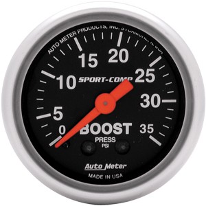Autometer – Sport-Comp Boost Gauge – 35 PSI (2-1/16″)