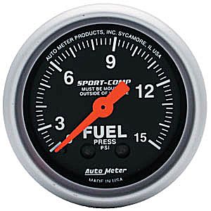 Autometer – Sport-Comp Fuel Pressure Gauge – 0-15 PSI (2-1/16″)