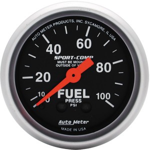 Autometer – Sport-Comp Fuel Pressure Gauge -0-100 PSI (2-1/16″)