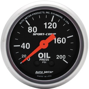 Autometer – Sport-Comp Oil Pressure Gauge – 0-200 PSI (2-1/16″)
