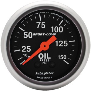 Autometer – Sport-Comp Oil Pressure Gauge – 0-150 PSI (2-1/16″)