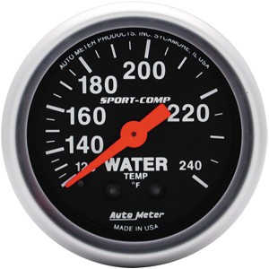 Autometer – Sport-Comp Water Temperature Gauge -120 – 240 deg. F (2-1/16″)