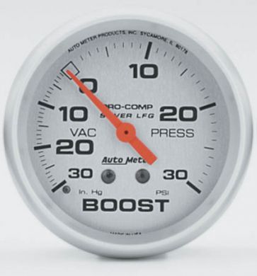 Autometer – Pro-Comp Silver Liquid Filled Boost Vacuum Gauge (2-5/8?)